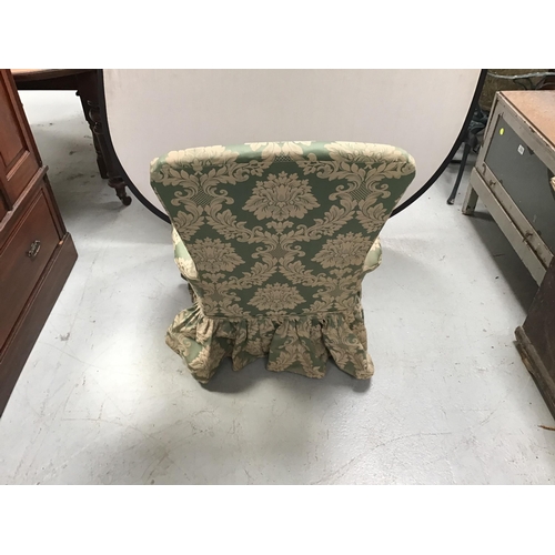 344 - VINTAGE GREEN UPHOLSTERED FIRESIDE CHAIR