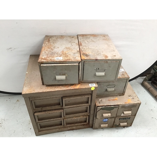 361 - 5 X INDUSTRIAL METAL FILING DRAWERS AND CONTENTS