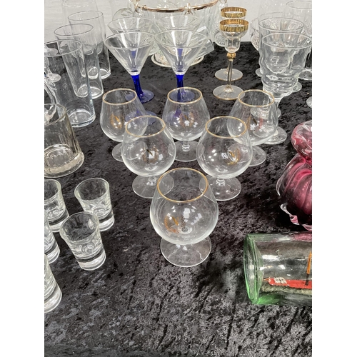 368 - 3 BOXES OF GLASSWARE TO INCLUDE GOBLETS, PUNCH BOWL SET, TOUCH LAMP (withdrawn - failed test)  ETC