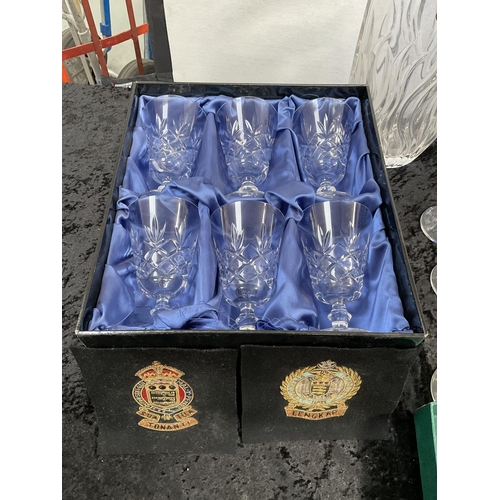 368 - 3 BOXES OF GLASSWARE TO INCLUDE GOBLETS, PUNCH BOWL SET, TOUCH LAMP (withdrawn - failed test)  ETC