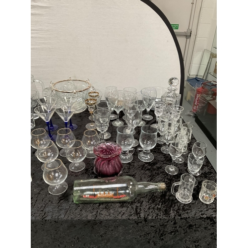 368 - 3 BOXES OF GLASSWARE TO INCLUDE GOBLETS, PUNCH BOWL SET, TOUCH LAMP (withdrawn - failed test)  ETC