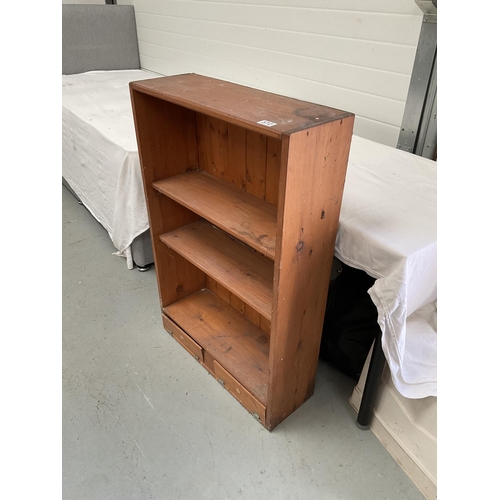 372 - PINE WALL SHELF WITH 2 DRAWERS TO BASE - H 38