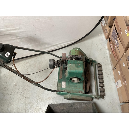 377 - QUALCAST SUFFOLK PUNCH PETROL MOWER WITH BOX A/F