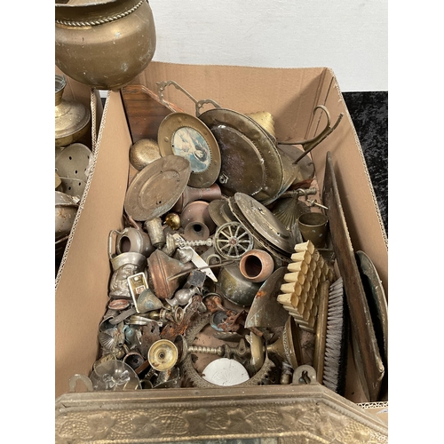 385 - 3 BOXES OF BRASSWARE