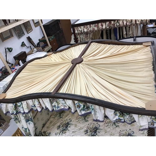 216 - MAHOGANY FRAMED FOUR POSTER BED WITH SPIRAL DECORATION TO PILLARS C/W FLY AWAY CORNICE AND MATERIAL ... 