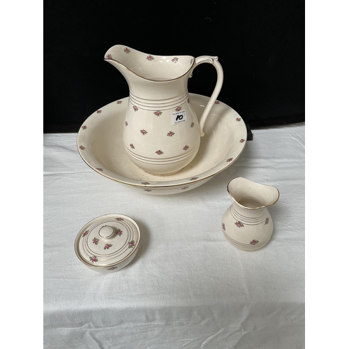 10 - ANTIQUE JUGS AND BOWLS AND BEDPAN