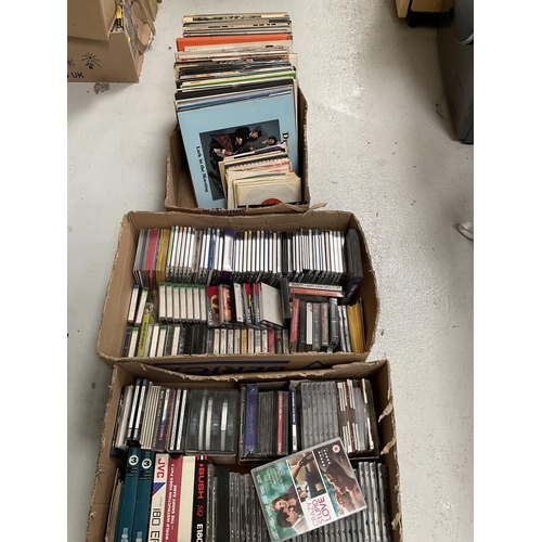 32 - 2 BOXES OF CD'S and BOX OF LP'S AND SINGLES