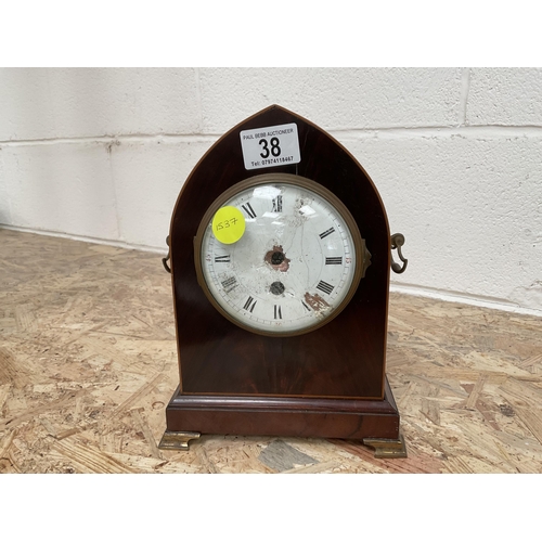 38 - 3 MANTLE CLOCKS 1 ANTIQUE A/F AND 2 MODERN