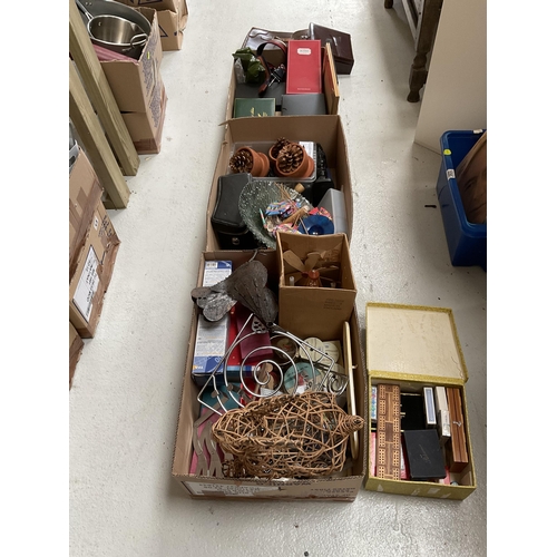 47 - 3 BOXES OF HOUSEHOLD ITEMS, CHINA ORNAMENTS ETC