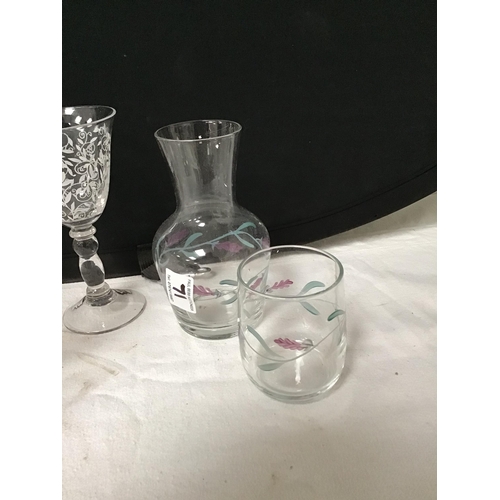 71 - 2 SETS OF GLASSES AND GLASS CARAFE