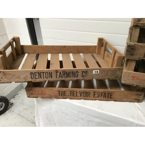 78 - 7 DENTON FRUIT CRATES - H6.5