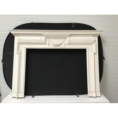 84 - WHITE PAINTED WOODEN FIRE SURROUND - H49