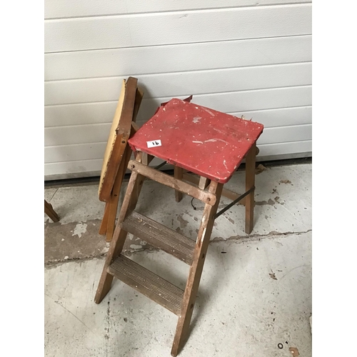 91 - VINTAGE WOODEN & METAL STEP LADDERS