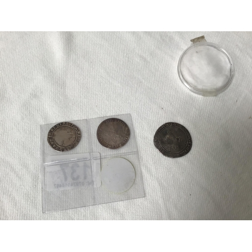 137 - 3 ANTIQUE HAMMERED SILVER COINS