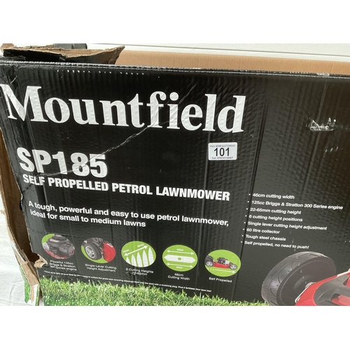 101 - MOUTFIELD SP 185 PETROL LAWNMOWER - NEW IN BOX - NEEDS ASSEMBLY