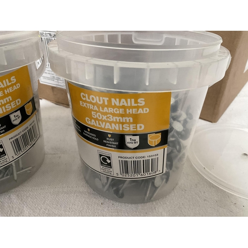 102 - 4 BOXES OF GALVANISED EXTRA LARGE CLOUT NAILS
(12 TUBS IN TOTAL)