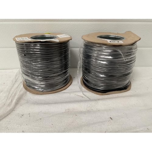 107 - 2 ROLLS OF 0.5MM BLACK FLEX PVC CABLE