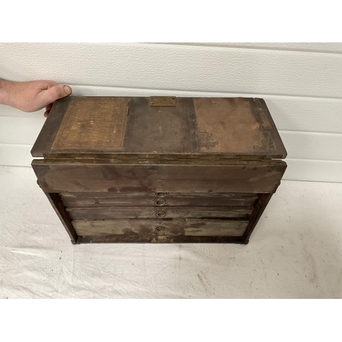 108 - VINTAGE WOODEN TOOL BOX AND CONTENTS - H10