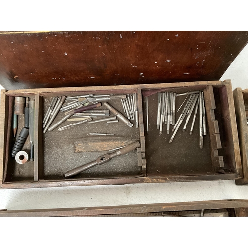 108 - VINTAGE WOODEN TOOL BOX AND CONTENTS - H10