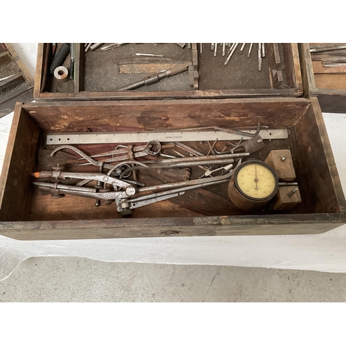 108 - VINTAGE WOODEN TOOL BOX AND CONTENTS - H10