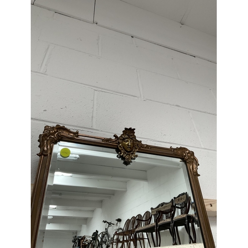 161 - LARGE ANTIQUE GILT FRAMED BEVEL EDGED WALL MIRROR - H37