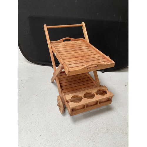 169 - TEAK FOLDING PATIO DRINKS TROLLEY - H24