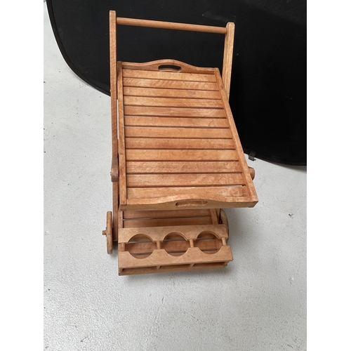 169 - TEAK FOLDING PATIO DRINKS TROLLEY - H24