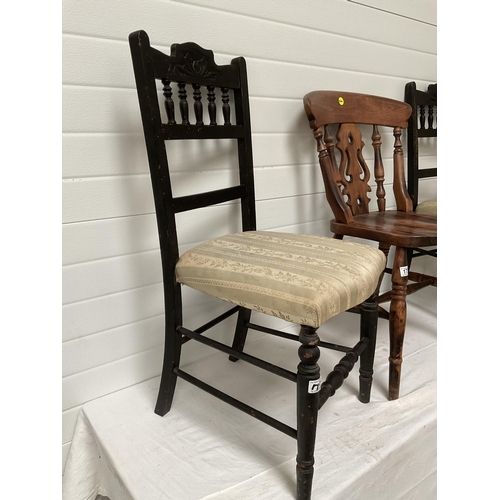 173 - 2 EDWARDIAN CHAIRS AND MODERN FARMHOUSE CHAIR