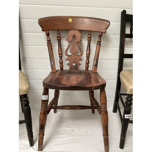 173 - 2 EDWARDIAN CHAIRS AND MODERN FARMHOUSE CHAIR