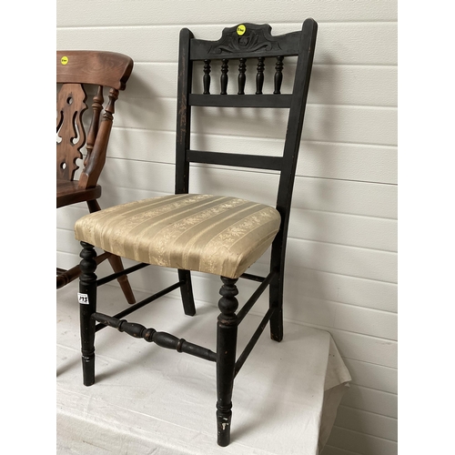 173 - 2 EDWARDIAN CHAIRS AND MODERN FARMHOUSE CHAIR