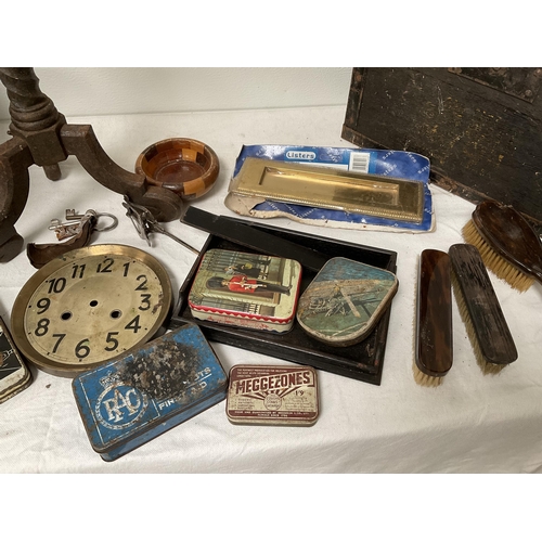 184 - VICTORIAN METAL BOX, HARDWARE ETC