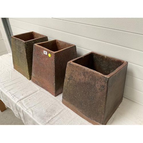 187 - 3 GLAZED VICTORIAN PLANTERS - 14.5