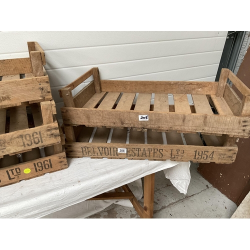 208 - 7 VINTAGE WOODEN ADVERTISING CRATES - H6.5