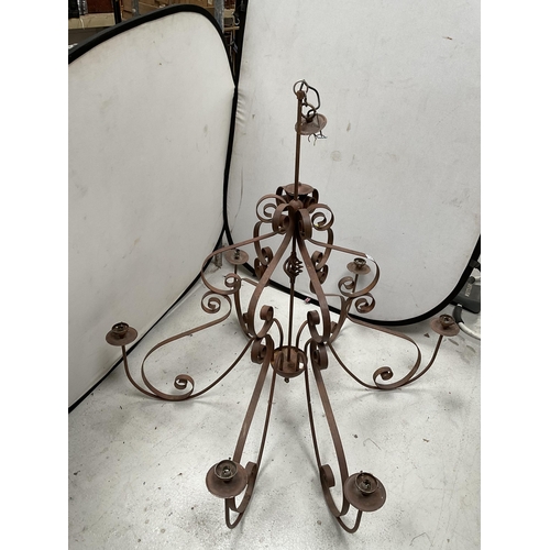 213 - VERY LARGE HAND MADE STEEL CHANDELIER - H52