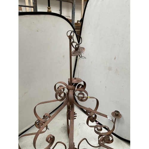 213 - VERY LARGE HAND MADE STEEL CHANDELIER - H52