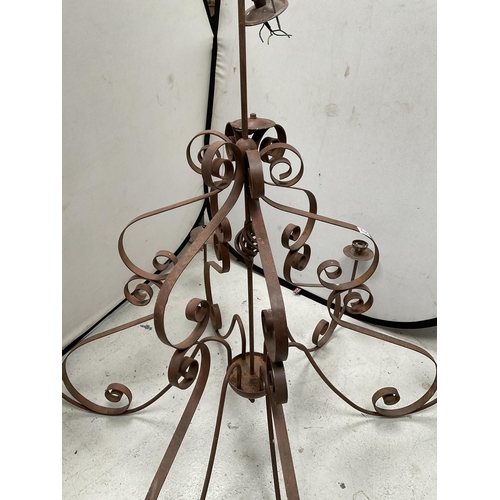 213 - VERY LARGE HAND MADE STEEL CHANDELIER - H52