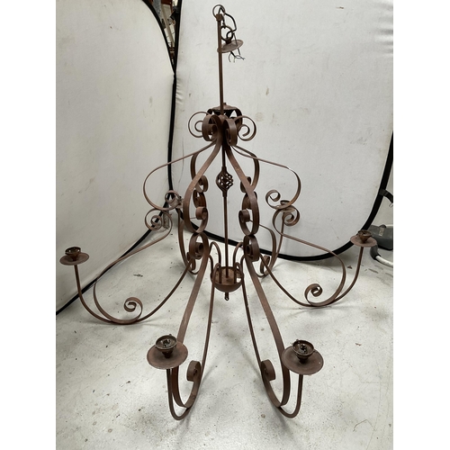 213 - VERY LARGE HAND MADE STEEL CHANDELIER - H52