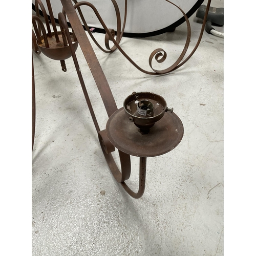 213 - VERY LARGE HAND MADE STEEL CHANDELIER - H52