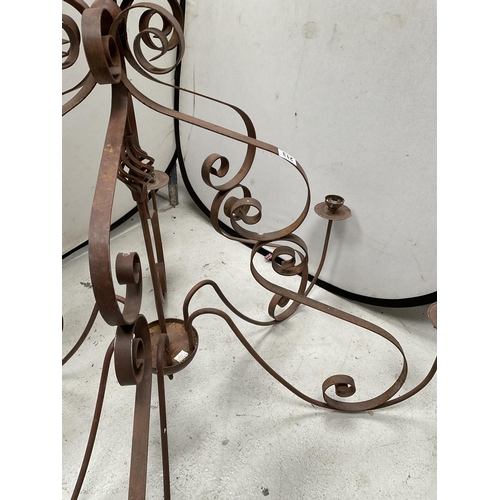 213 - VERY LARGE HAND MADE STEEL CHANDELIER - H52