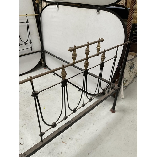 214 - VICTORIAN BRASS & IRON FULL TESTER FOUR POSTER BED FRAME - H93