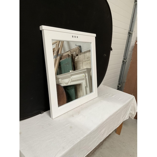 221 - WHITE FRAMED WALL MIRROR - H36