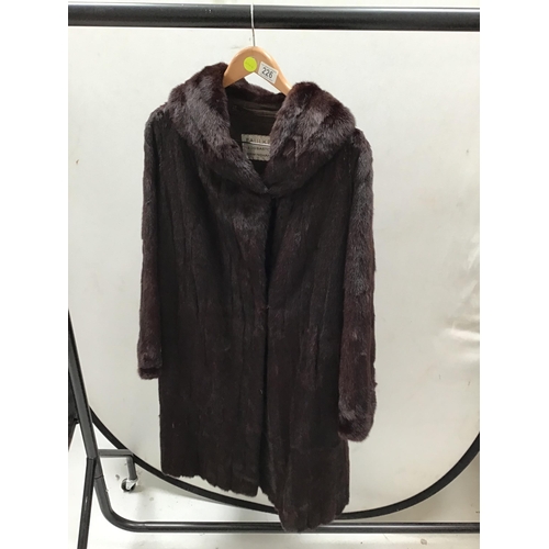 226 - FAULKES EDGBASTON BIRMINGHAM NUMBERED 13604 3/4 LENGTH LADIES COLLARED FUR COAT