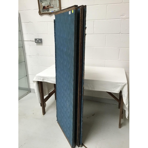 227 - VINTAGE FOLDING BLUE UPHOLSTERED SCREEN A/F - H65