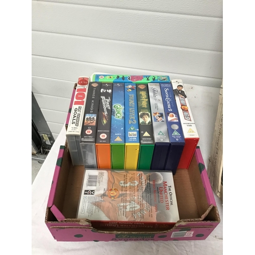 242 - SAMSUNG DVD RECORDER AND 2 CRATES OF VIDEOS, DVD'S ETC