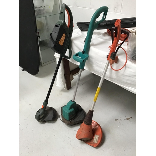 249 - ELECTRIC GARDEN LEAF BLOWER AND 3 ELECTRIC STRIMMERS