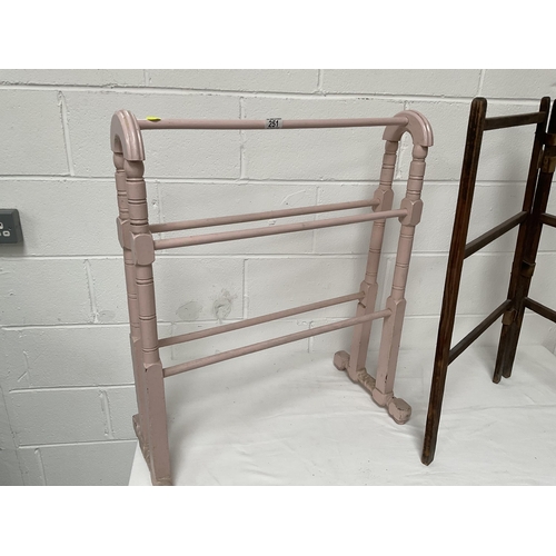 251 - VICTORIAN PAINTED TOWEL RAIL AND A FOLDING AIRER