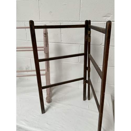 251 - VICTORIAN PAINTED TOWEL RAIL AND A FOLDING AIRER