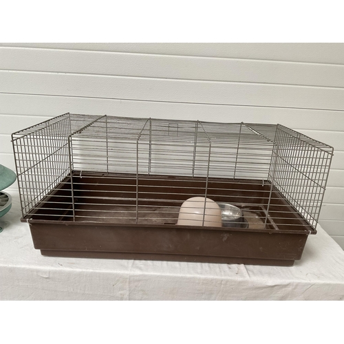 253 - PET CAGE AND CHICKEN FEEDER