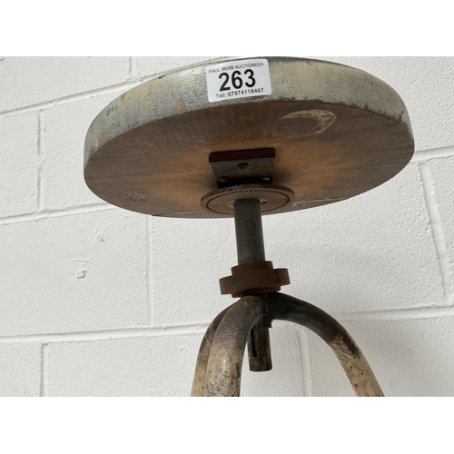 263 - VINTAGE INDUSTRIAL REVOLVING WORKSHOP STOOL