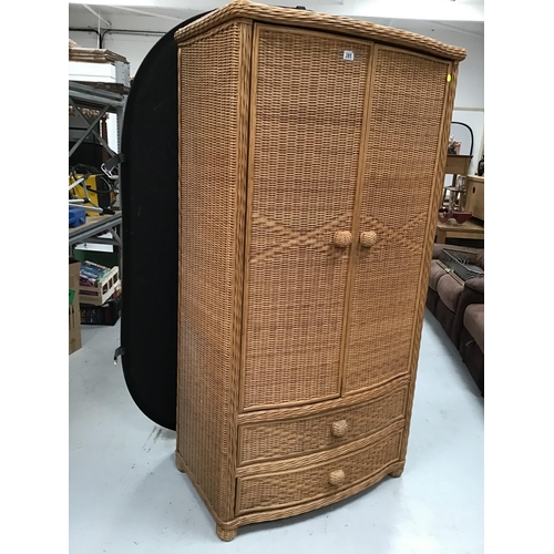 285 - MODERN WICKER DOUBLE WARDROBE WITH 2 DOORS OVER 2 DRAWERS - H72